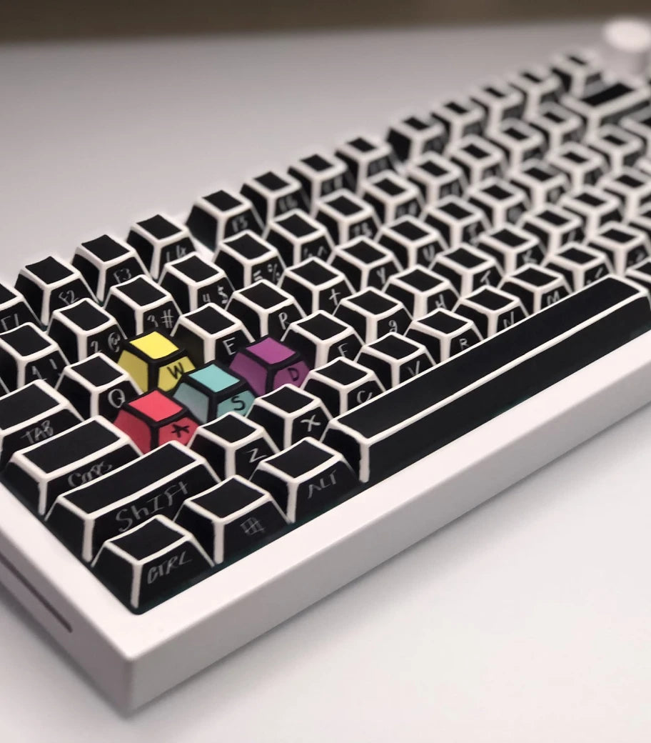 GPBT Sketch keycaps on GMMK PRO board with E-White top frame